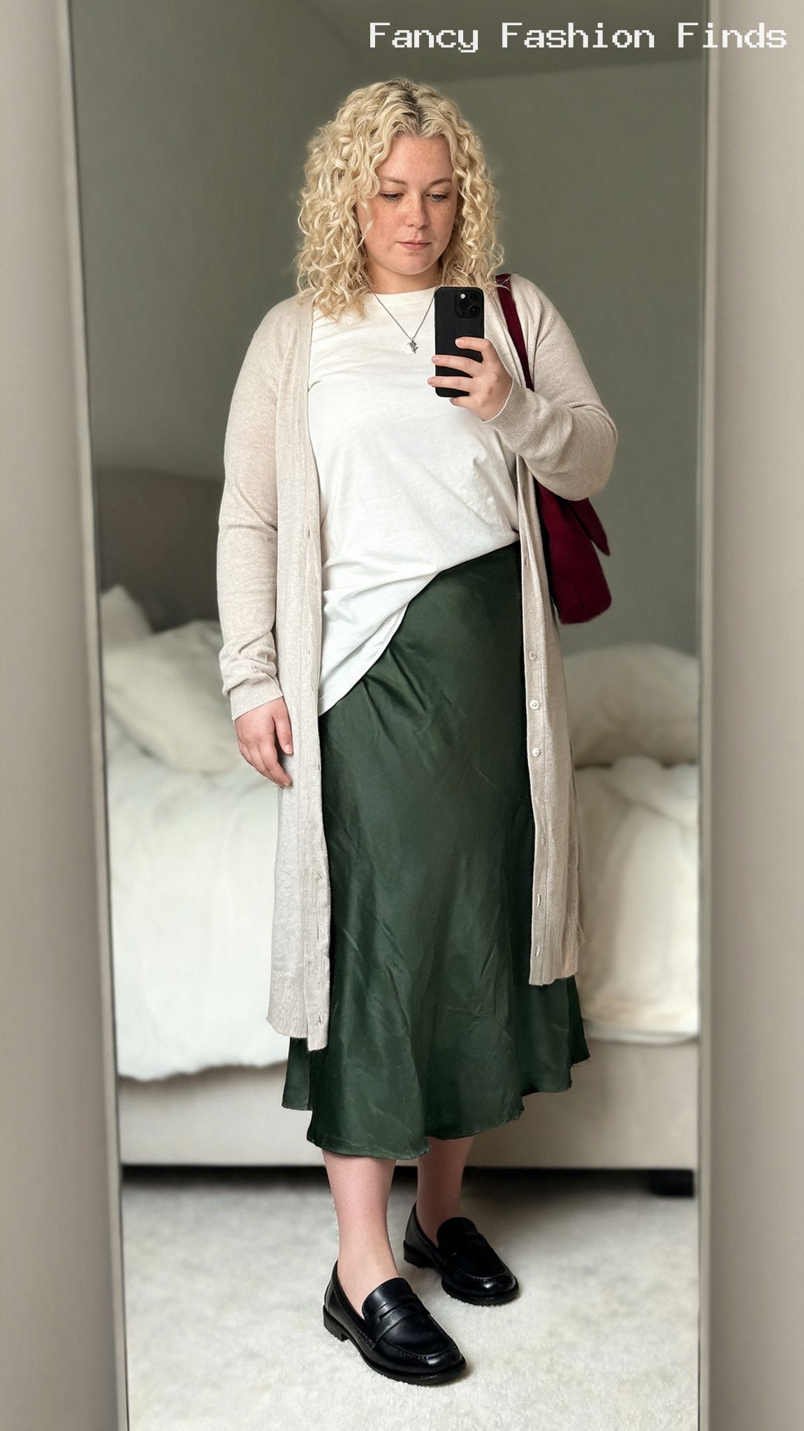 Satin Skirt and Cardigan - 10 Comfortable Plus Size Outfits That Still Look Effortlessly Chic