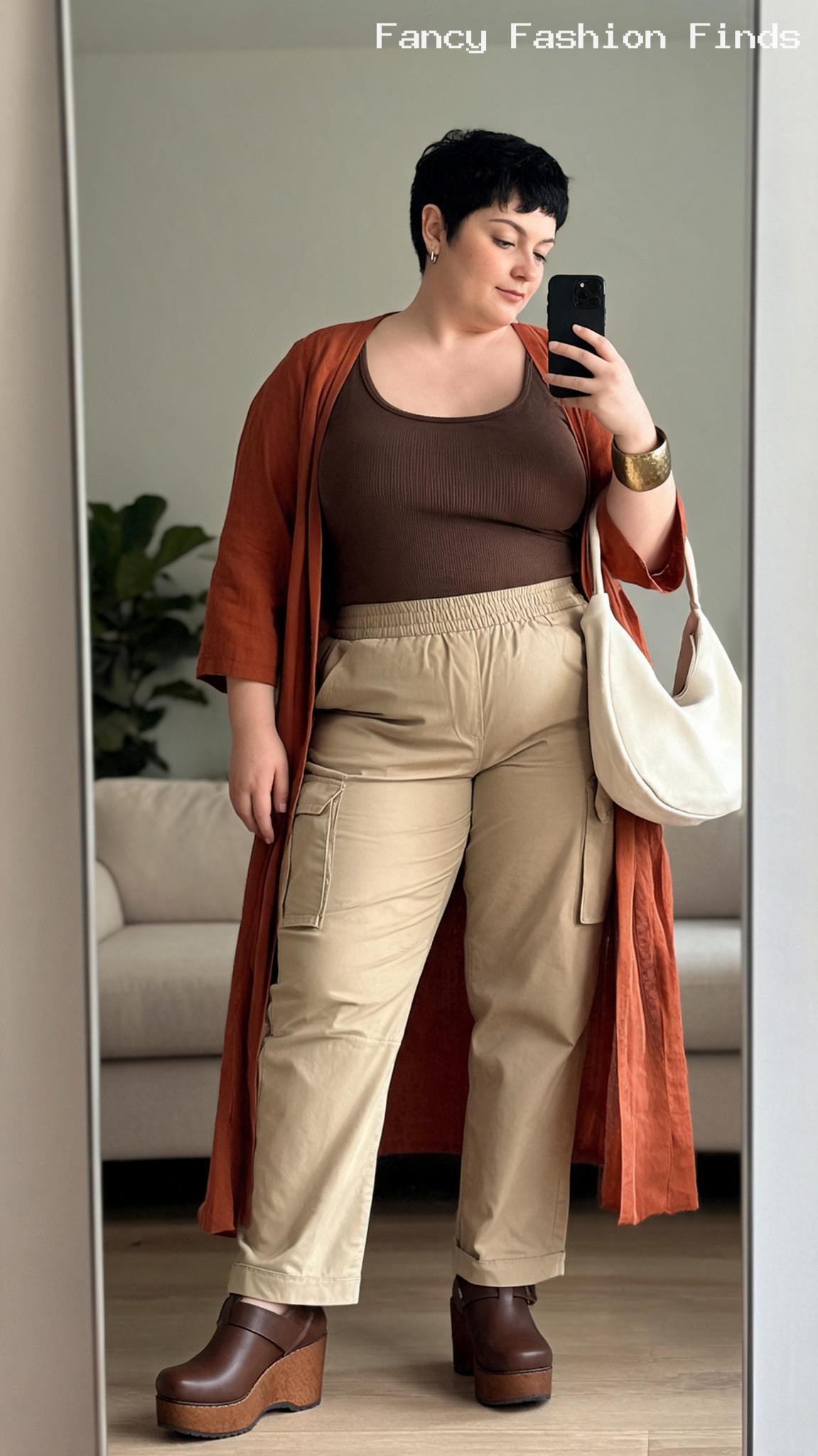 Cargo Pants and Duster - 20 Casual Plus Size Outfit Ideas for Your Next Stylish Brunch