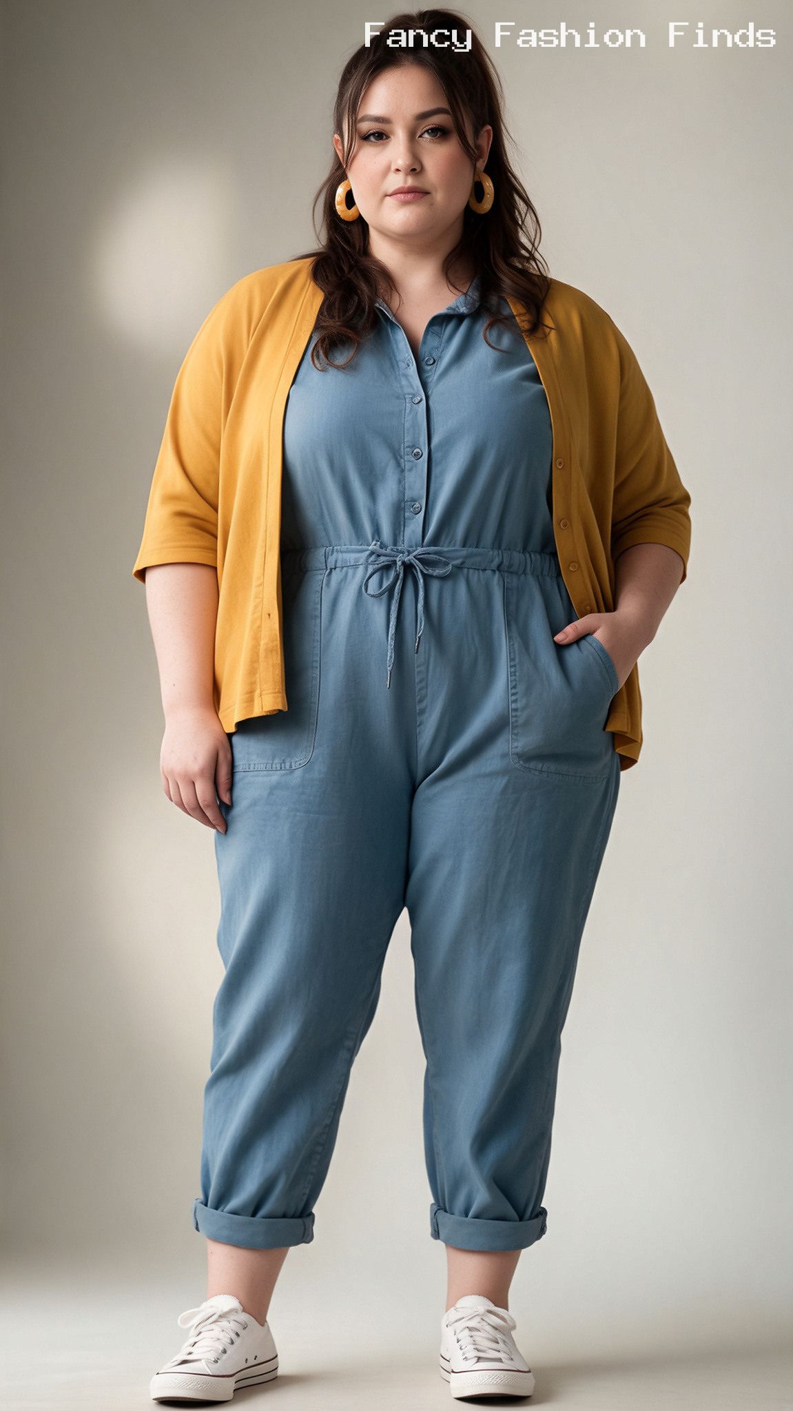 Tencel Jumpsuit and Cardigan - 20 Comfy Plus Size Outfit Ideas for Stylish Days at Home