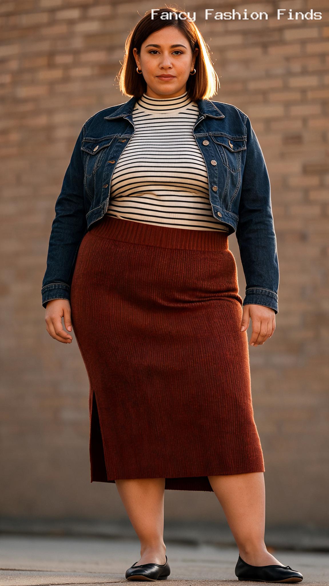 Mockneck and Knit Skirt - 20 Comfy Plus Size Outfit Ideas for Stylish Days at Home