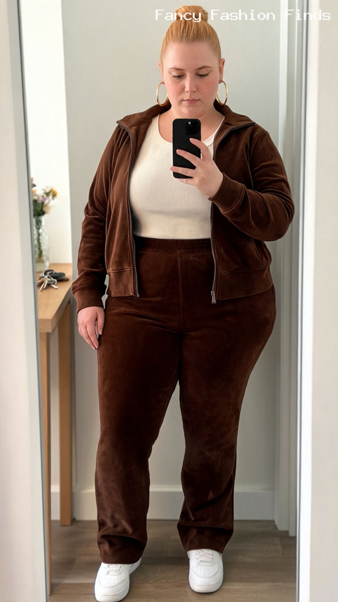 Velour Zip Tracksuit - 20 Comfy Plus Size Outfit Ideas for Stylish Days at Home