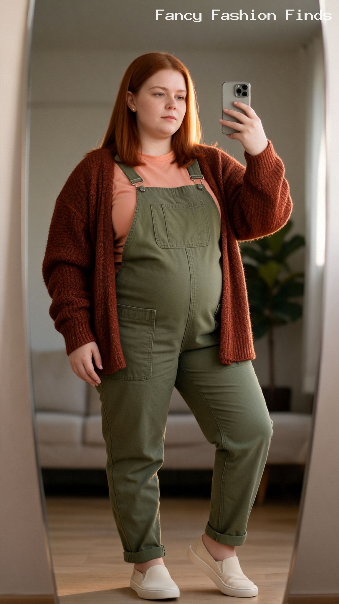 Knit Overalls and Cardigan - 20 Comfy Plus Size Outfit Ideas for Stylish Days at Home