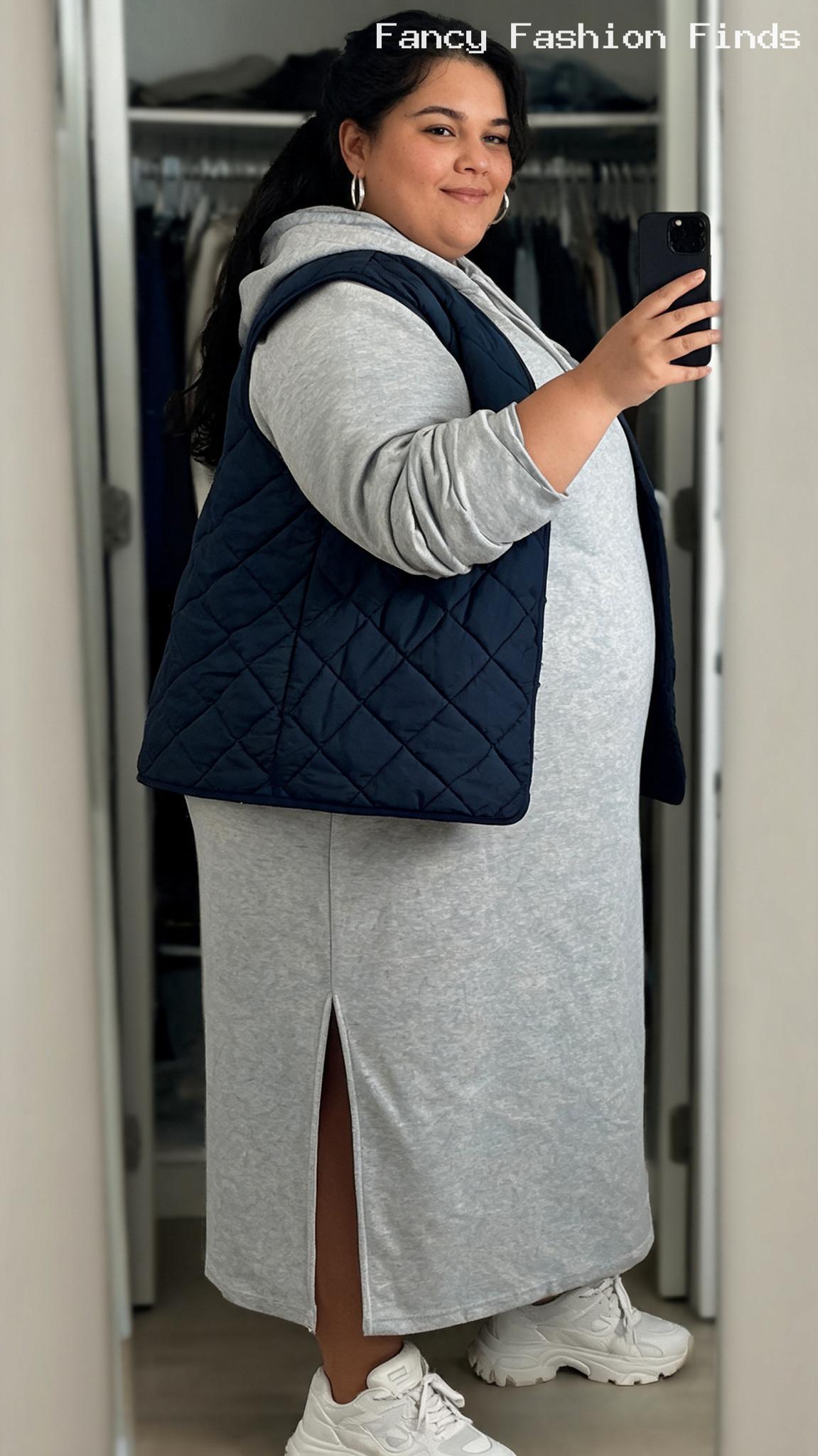 Hooded Maxi and Gilet - 20 Comfy Plus Size Outfit Ideas for Stylish Days at Home