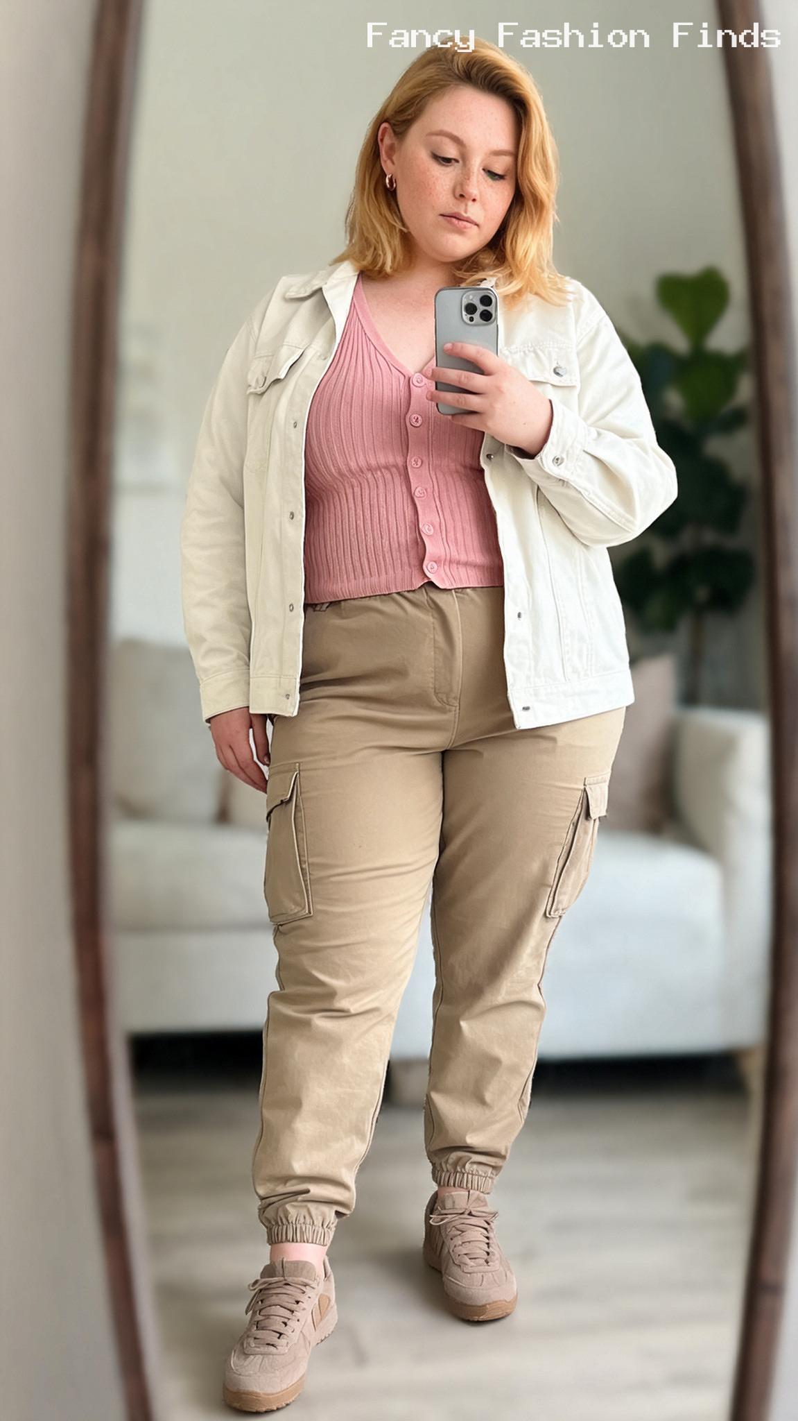 Cardigan and Cargo Joggers - 20 Comfy Plus Size Outfit Ideas for Stylish Days at Home