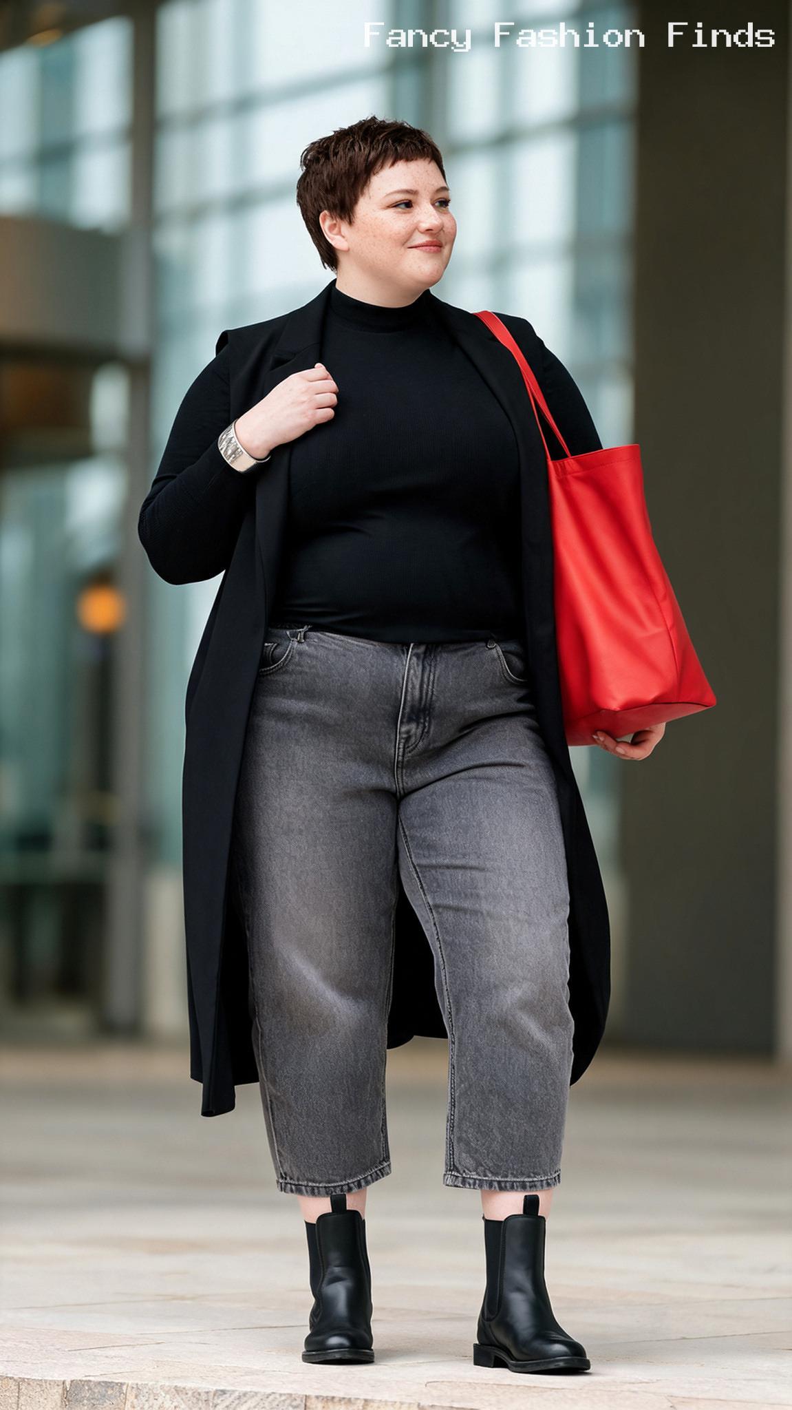 Barrel Jeans and Longline Vest - 20 Cute and Comfy Shopping Outfit Ideas for Plus Size Women