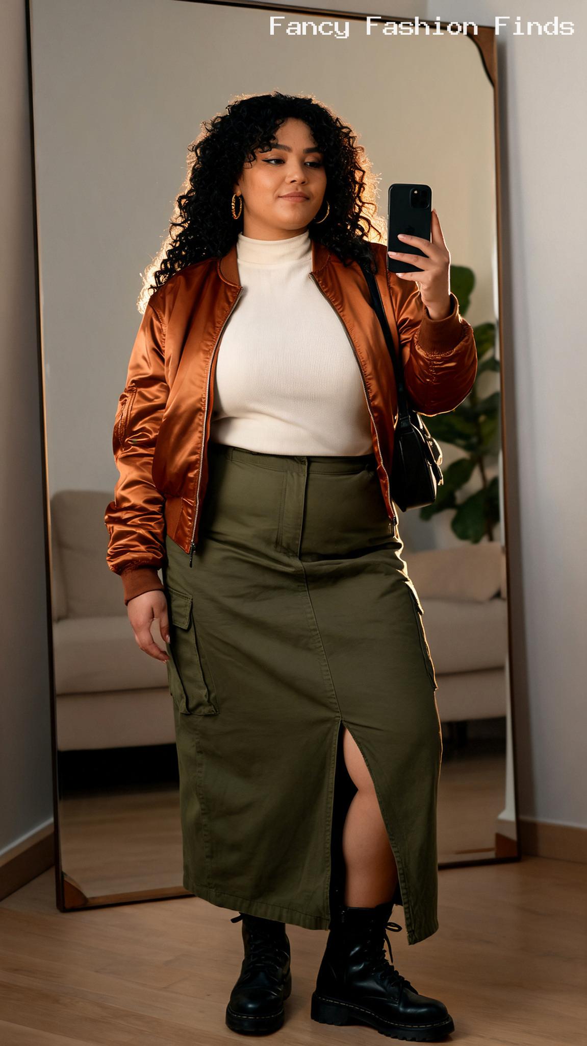 Cargo Maxi and Bomber - 20 Cute and Comfy Shopping Outfit Ideas for Plus Size Women