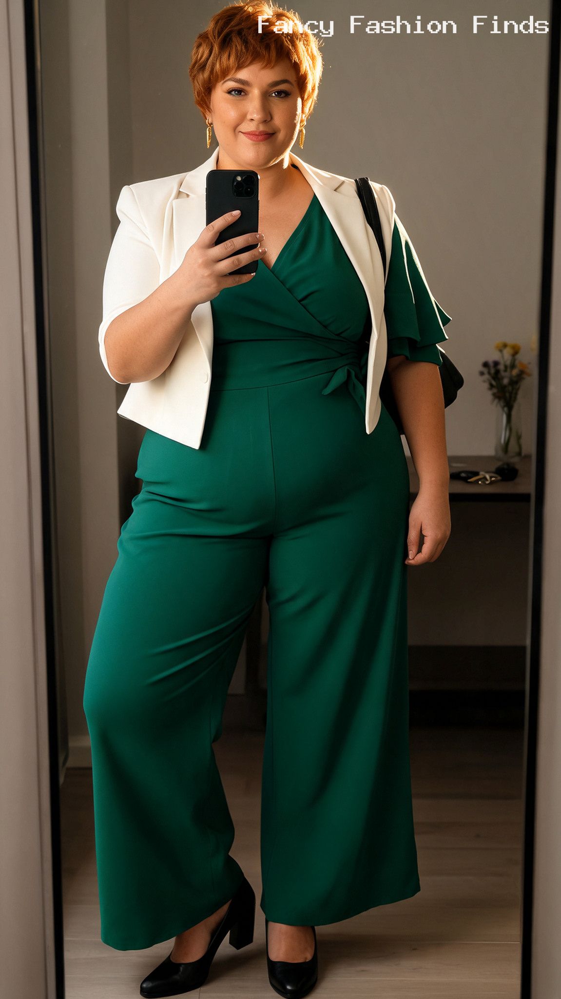 Wrap Jumpsuit and Blazer - 20 Cute and Comfy Shopping Outfit Ideas for Plus Size Women