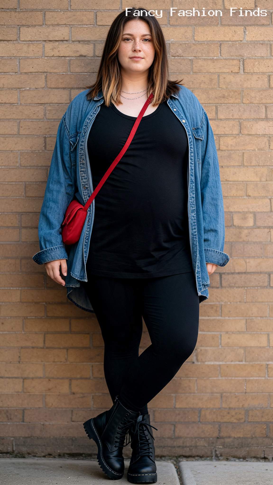 Leggings and Denim Shirt - 20 Cute Casual Outfit Ideas for Plus Size Women This Season