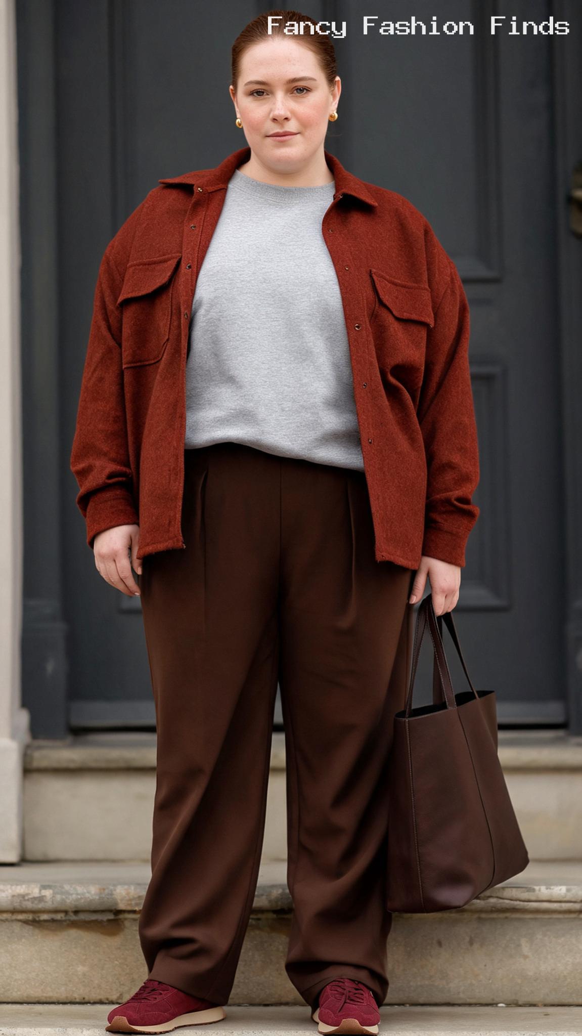 Pleated Trousers and Sweatshirt - 20 Cute Casual Outfit Ideas for Plus Size Women This Season