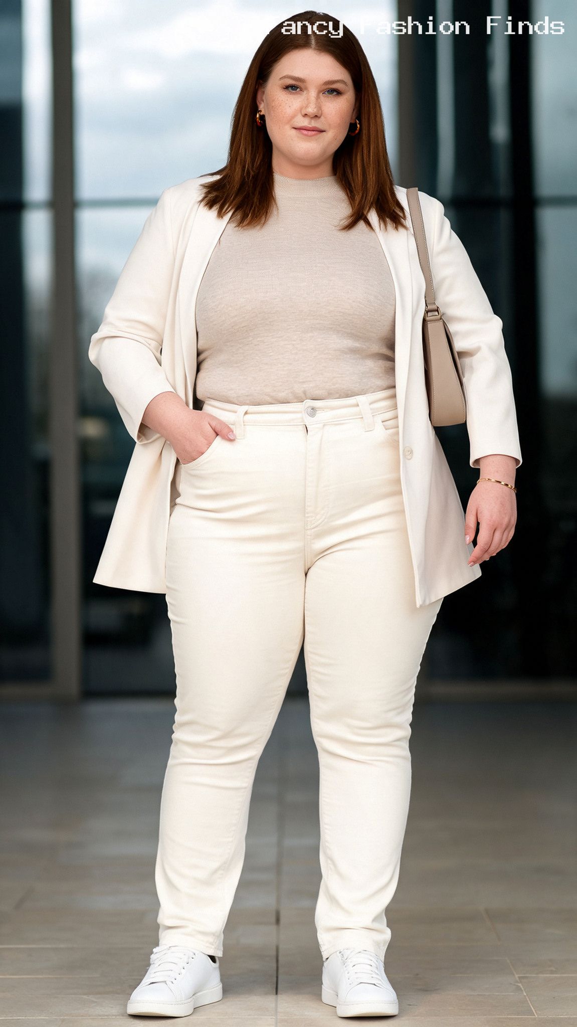 Cream Layers and Tailoring - 20 Cute Casual Outfit Ideas for Plus Size Women This Season