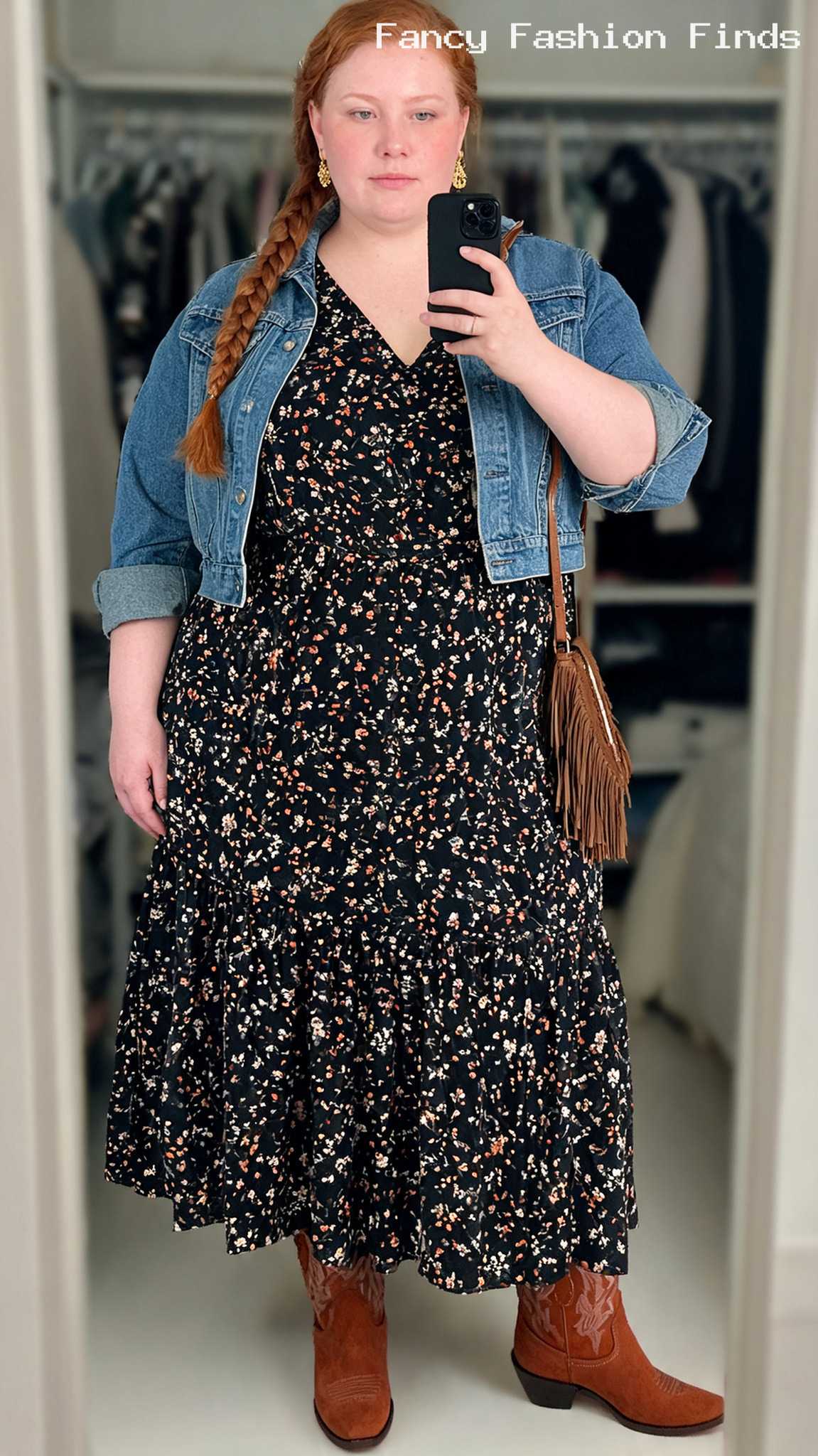 Floral Maxi and Western Boots - 20 Cute Casual Outfit Ideas for Plus Size Women This Season