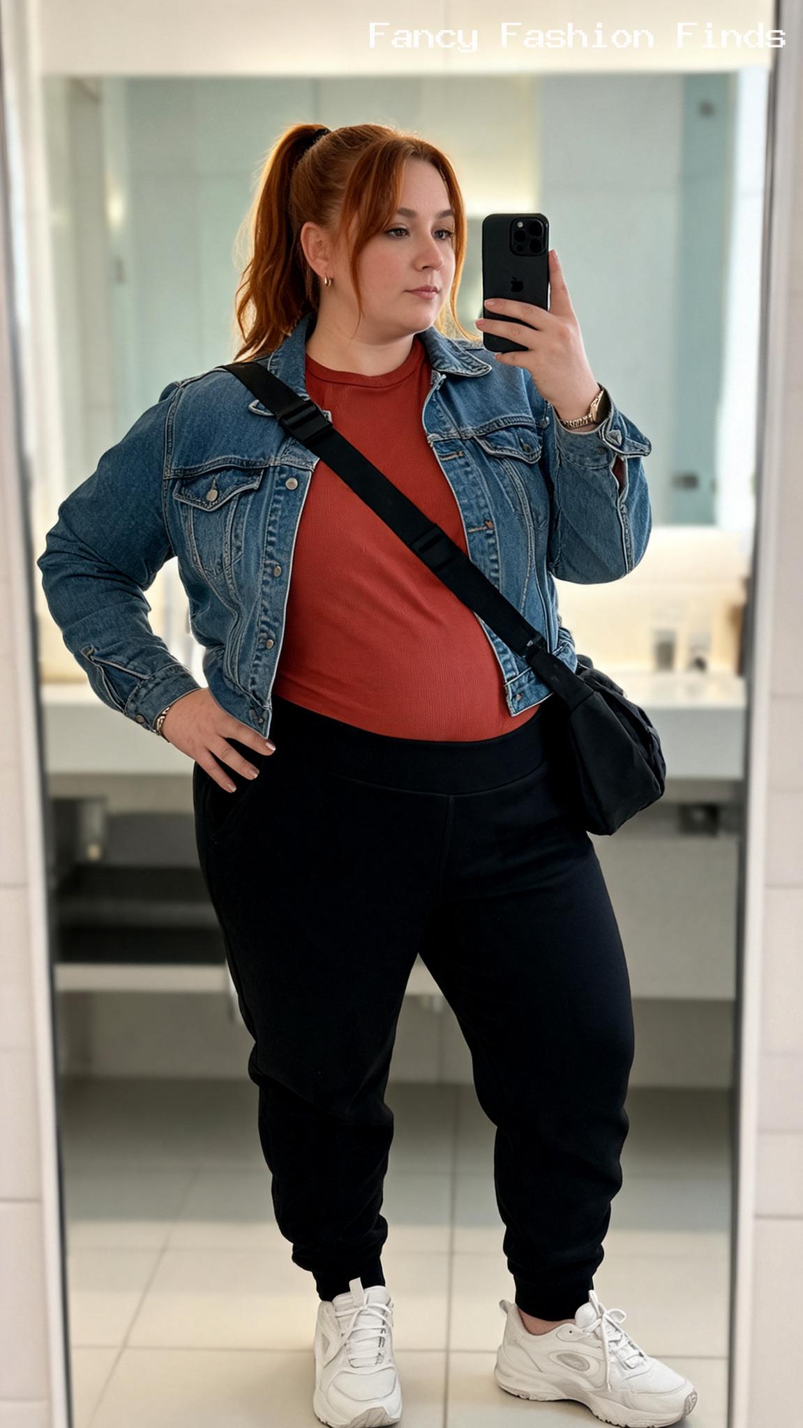 Joggers and Denim Jacket - 20 Cute Plus Size Road Trip Outfits for Every Kind of Stop
