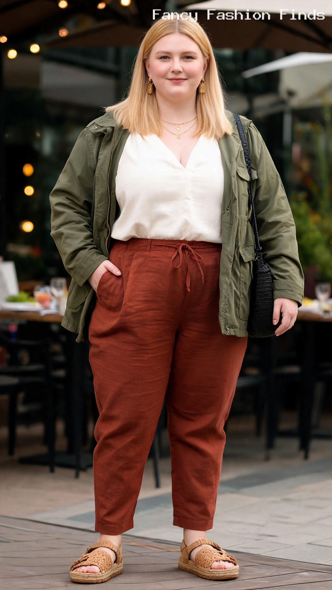 Linen Trousers and Utility Jacket - 20 Cute Plus Size Road Trip Outfits for Every Kind of Stop