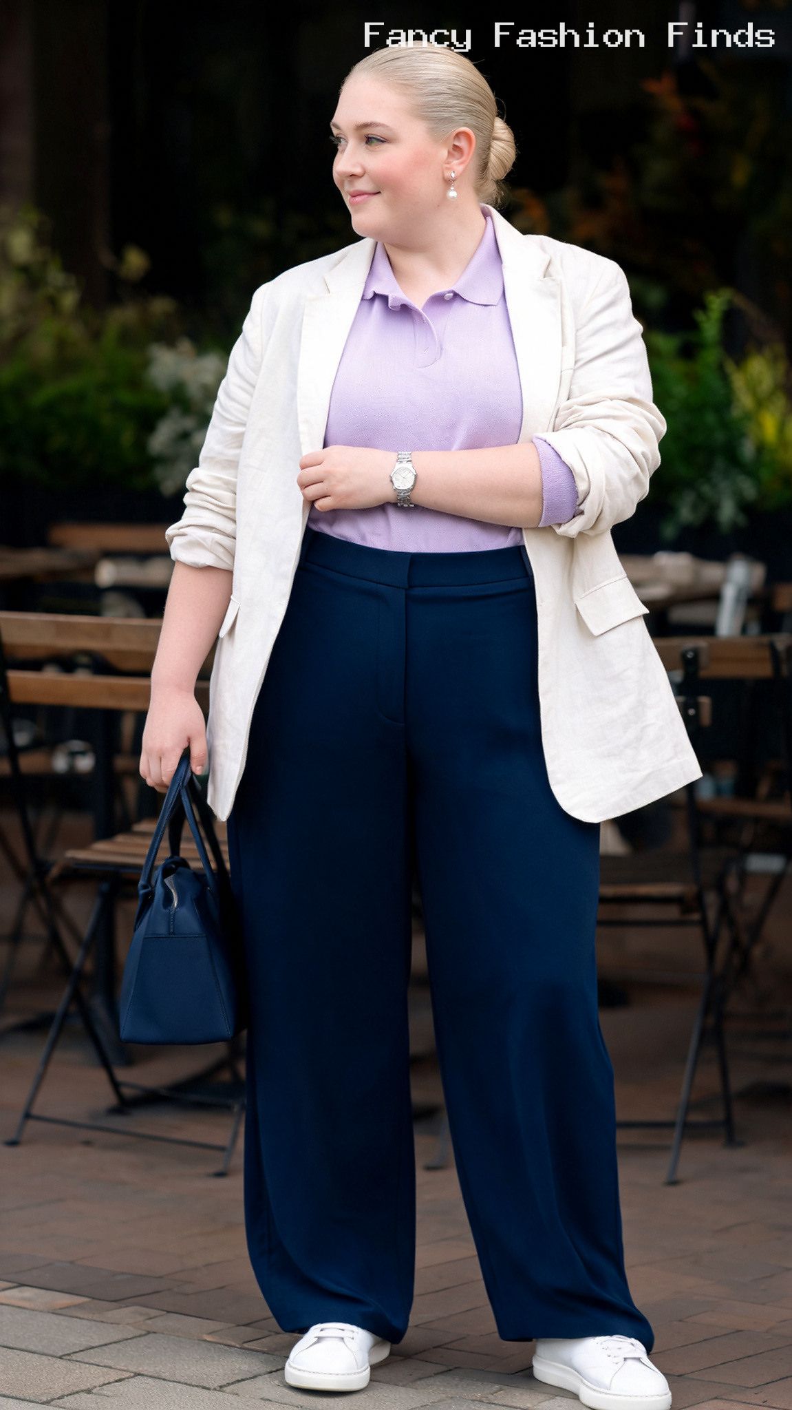 Pleated Trousers and Polo - 20 Cute Plus Size Road Trip Outfits for Every Kind of Stop