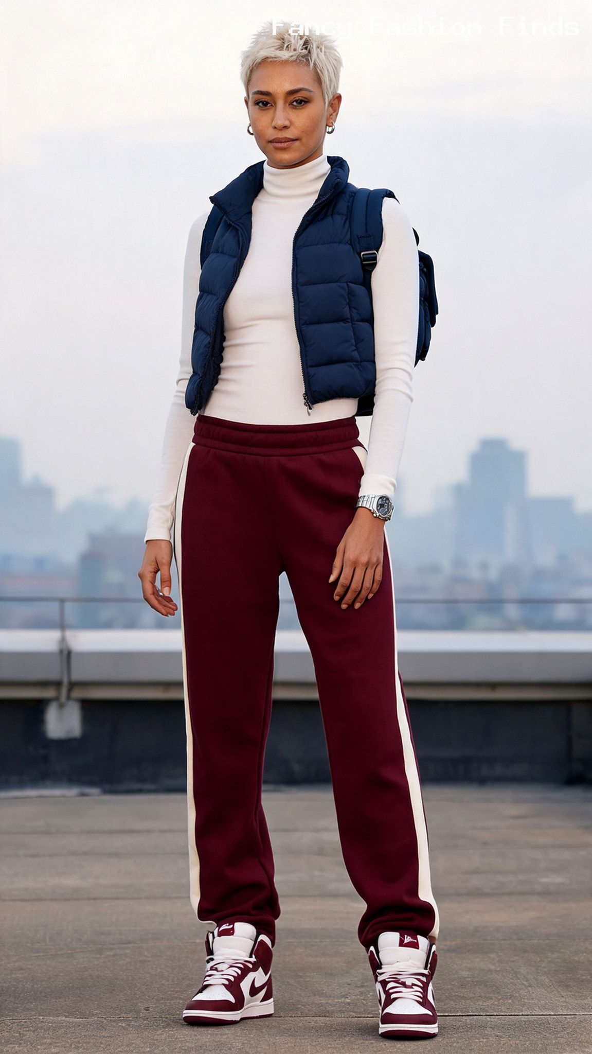 Track Pants and Puffer Vest - 20 Cute Plus Size Road Trip Outfits for Every Kind of Stop