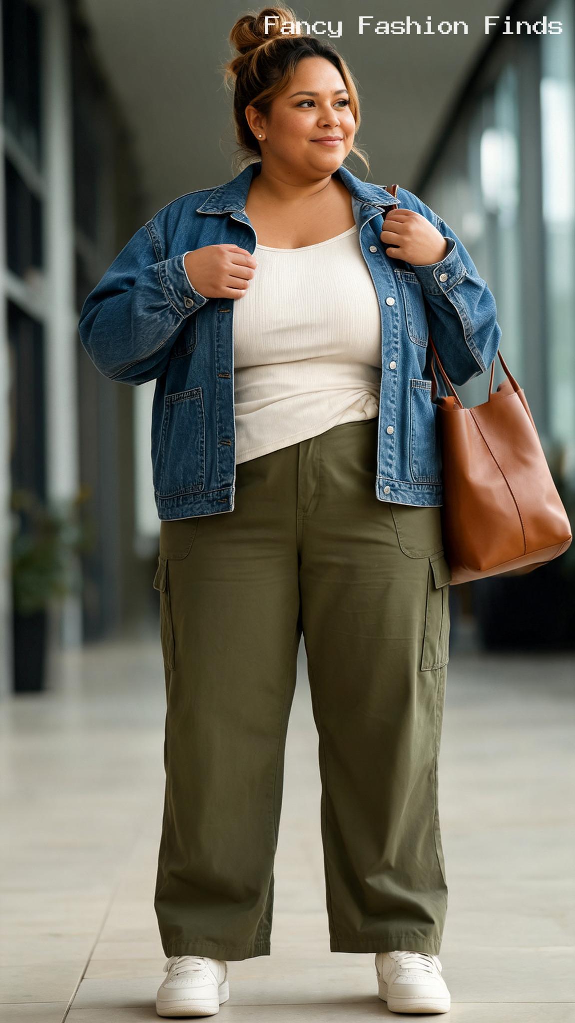 Wide-Leg Cargo Layers - 20 Effortless Plus Size Outfits for Running Everyday Errands