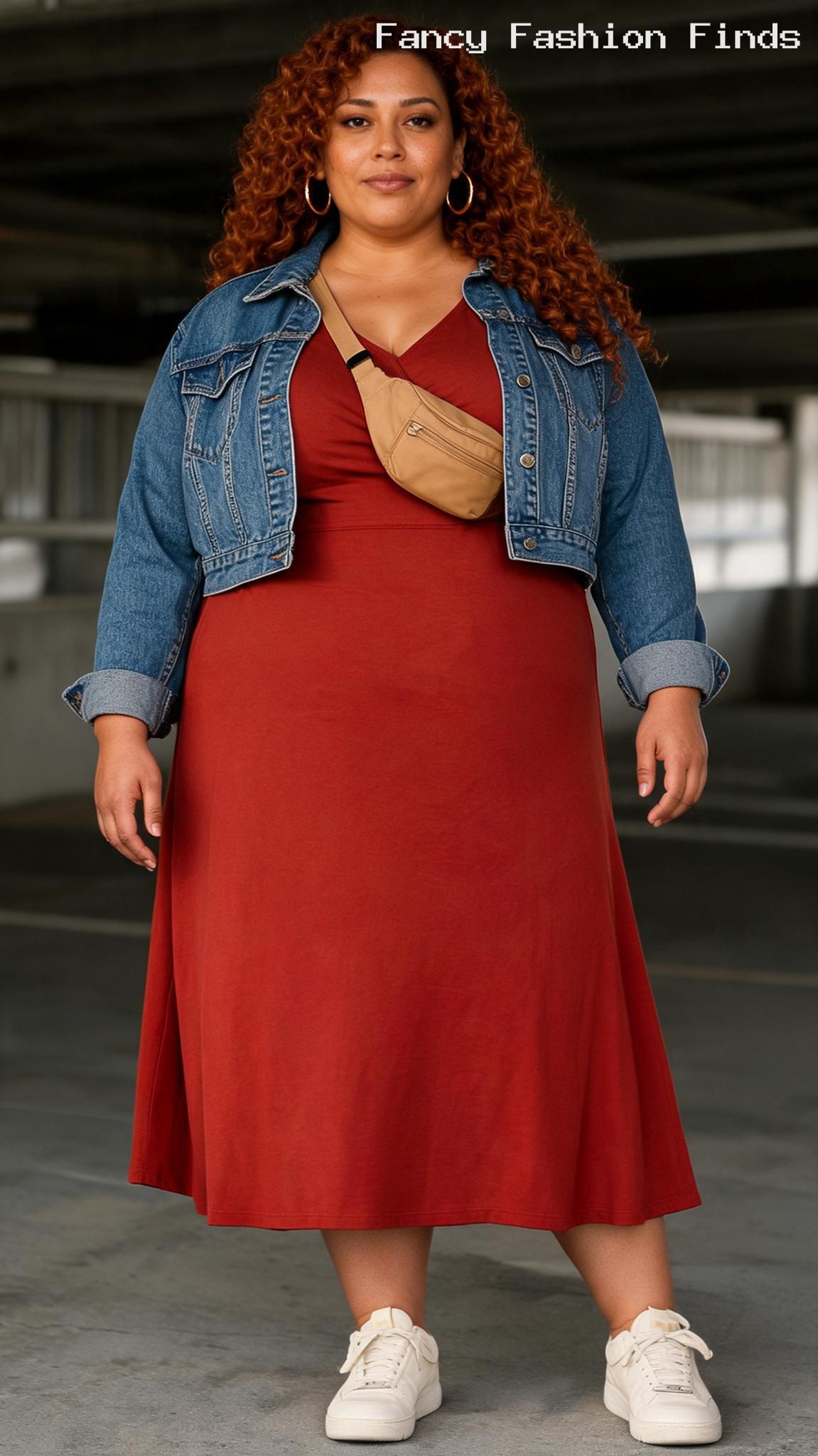Jersey Dress and Sneakers - 20 Effortless Plus Size Outfits for Running Everyday Errands