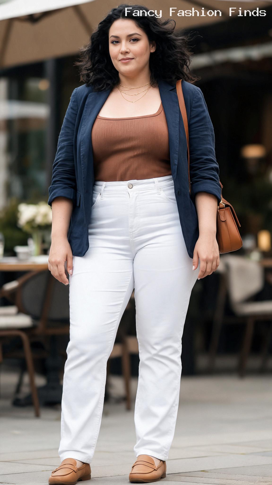 White Jeans and Blazer - 20 Effortless Plus Size Outfits for Running Everyday Errands