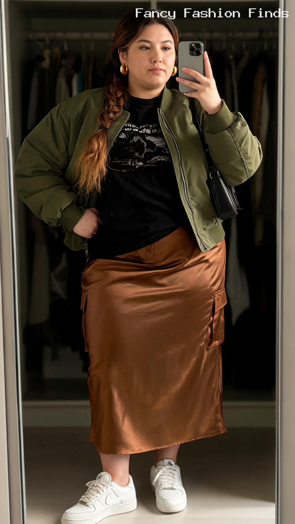 Satin Cargo Skirt - 20 Effortless Plus Size Outfits for Running Everyday Errands