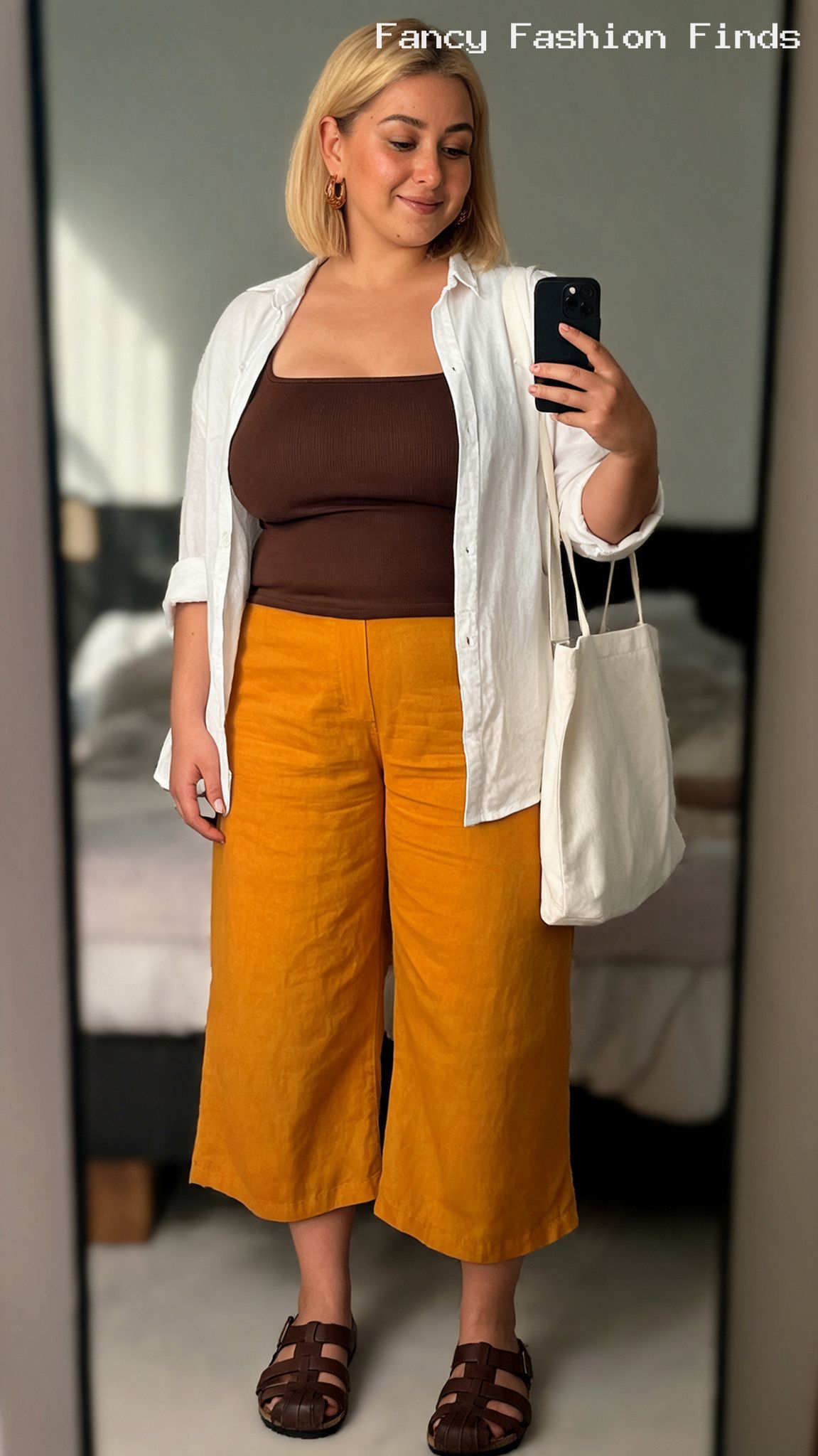 Culottes and Linen Shirt - 20 Effortless Plus Size Outfits for Running Everyday Errands