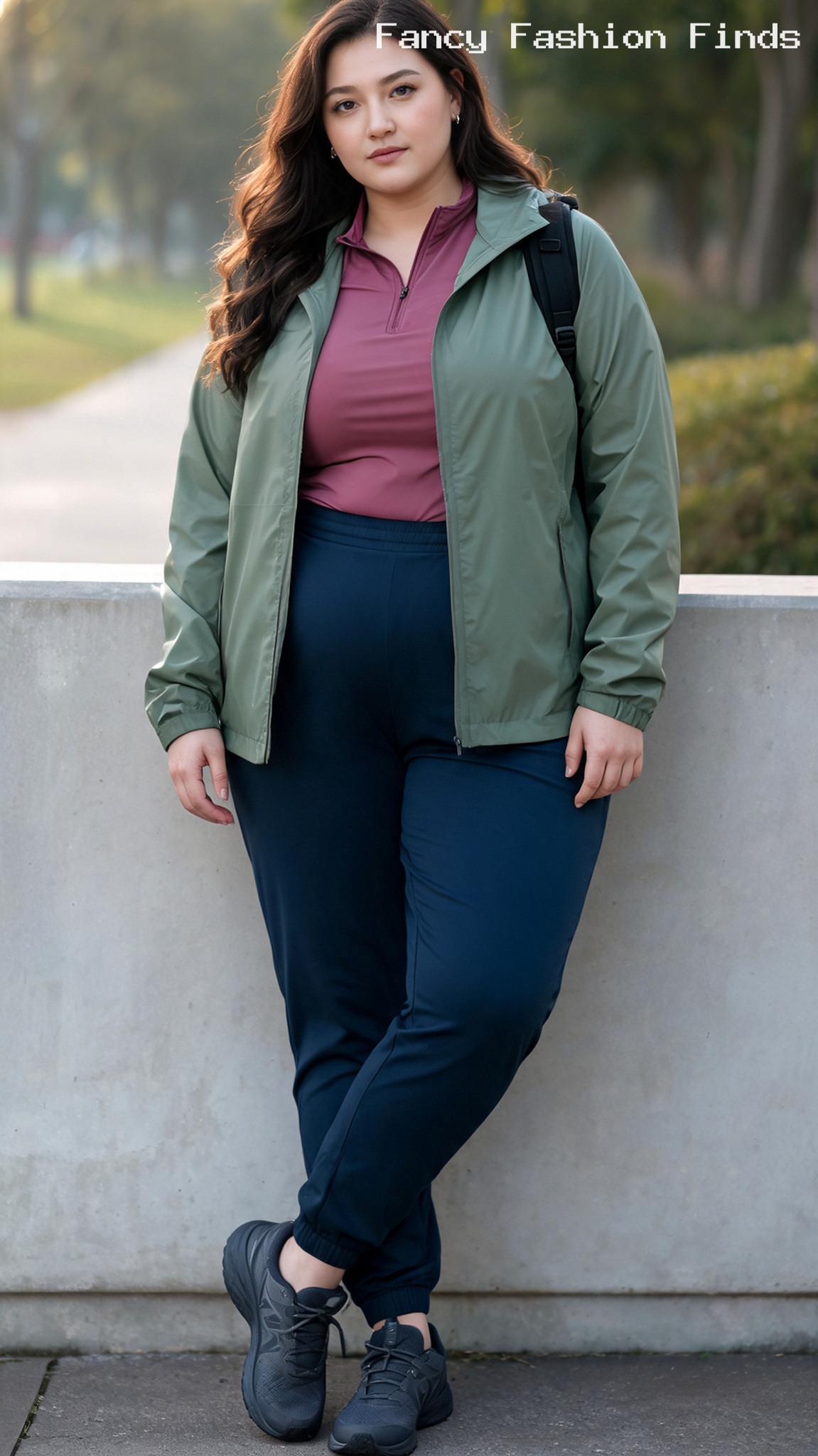 Track Pants and Rain Shell - 20 Effortless Plus Size Outfits for Running Everyday Errands