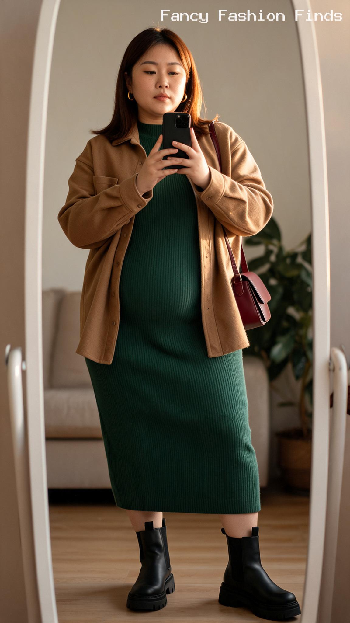 Sweater Dress and Shacket - 20 Effortless Plus Size Outfits for Running Everyday Errands