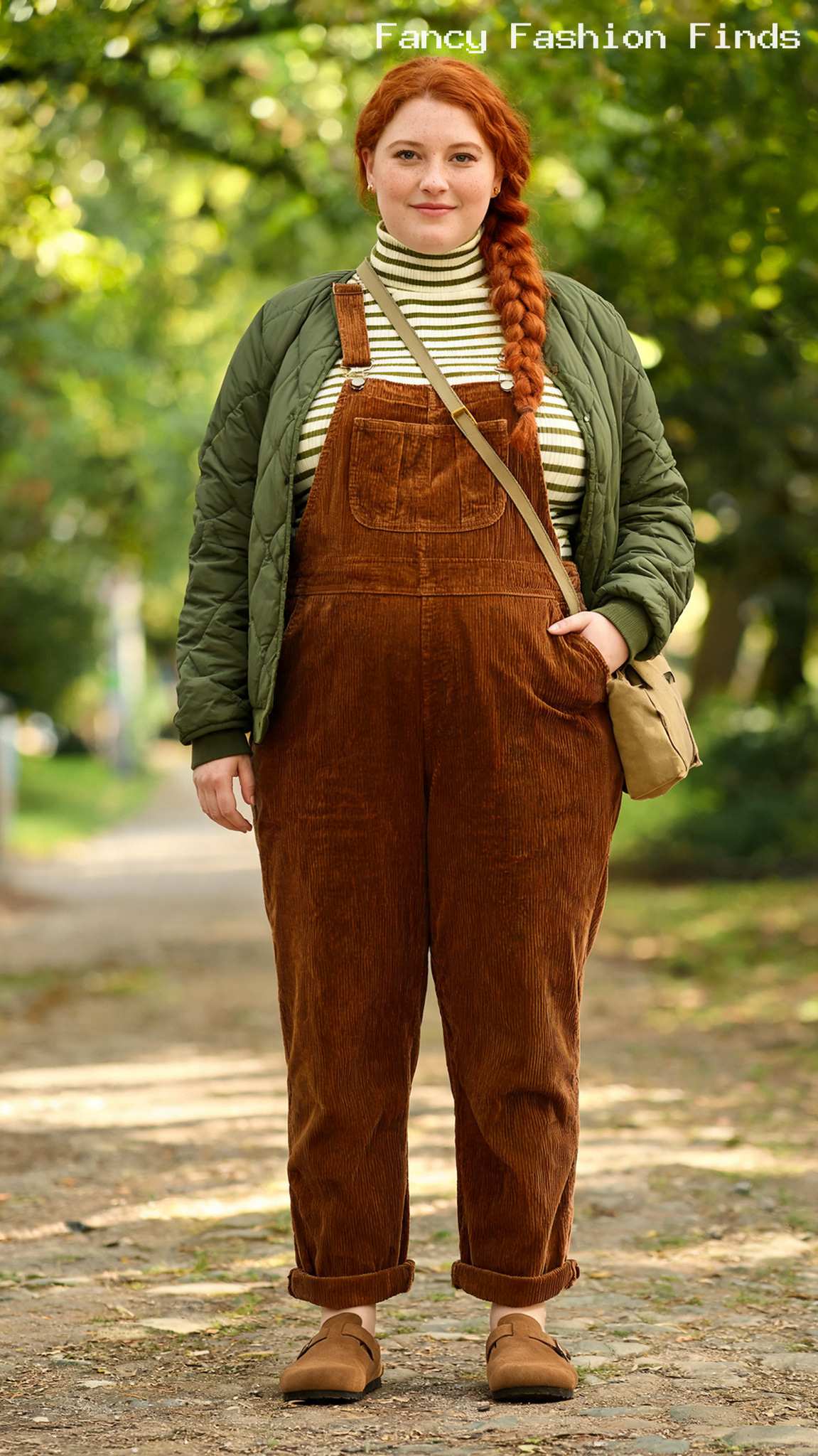 Corduroy Overalls and Clogs - 20 Seriously Cute Coffee Date Outfits for Plus Size Women