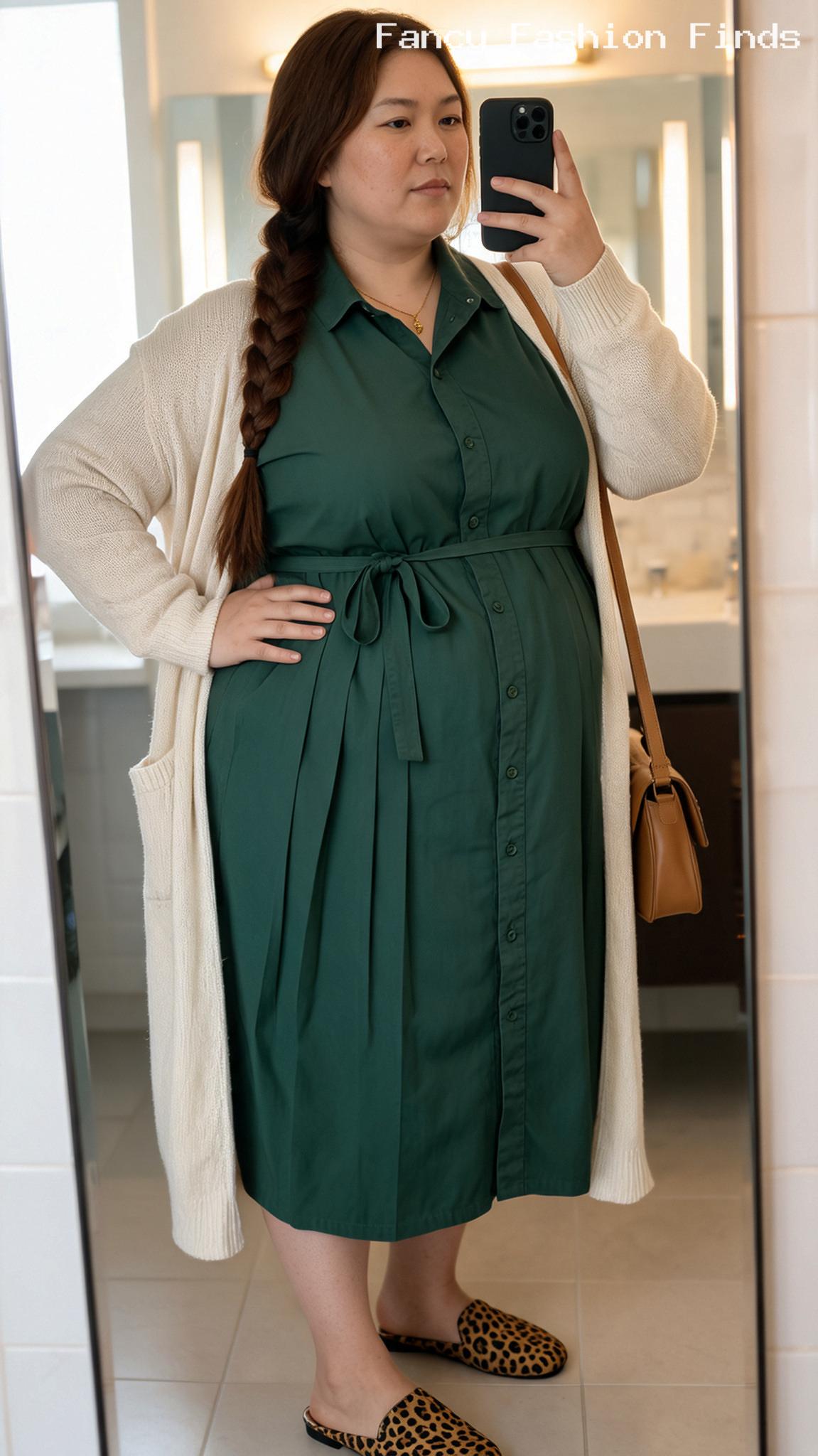 Pleated Shirtdress and Mules - 20 Seriously Cute Coffee Date Outfits for Plus Size Women