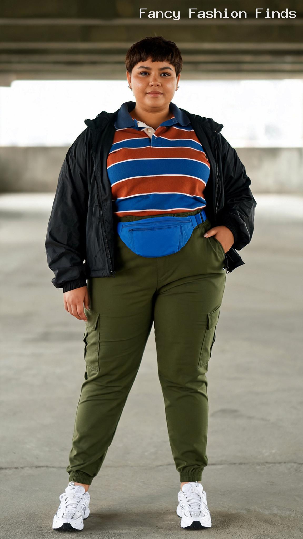 Rugby Shirt and Cargo Pants - 20 Seriously Cute Coffee Date Outfits for Plus Size Women