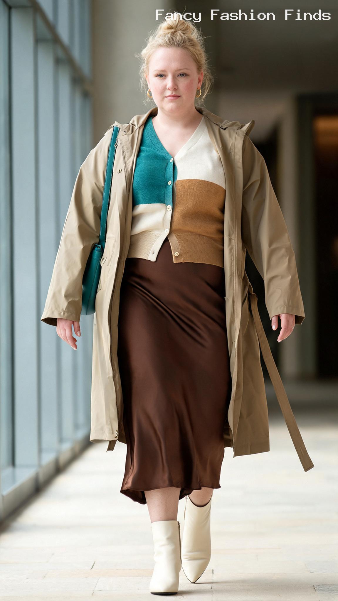 Cardigan and Slip Skirt - 20 Seriously Cute Coffee Date Outfits for Plus Size Women