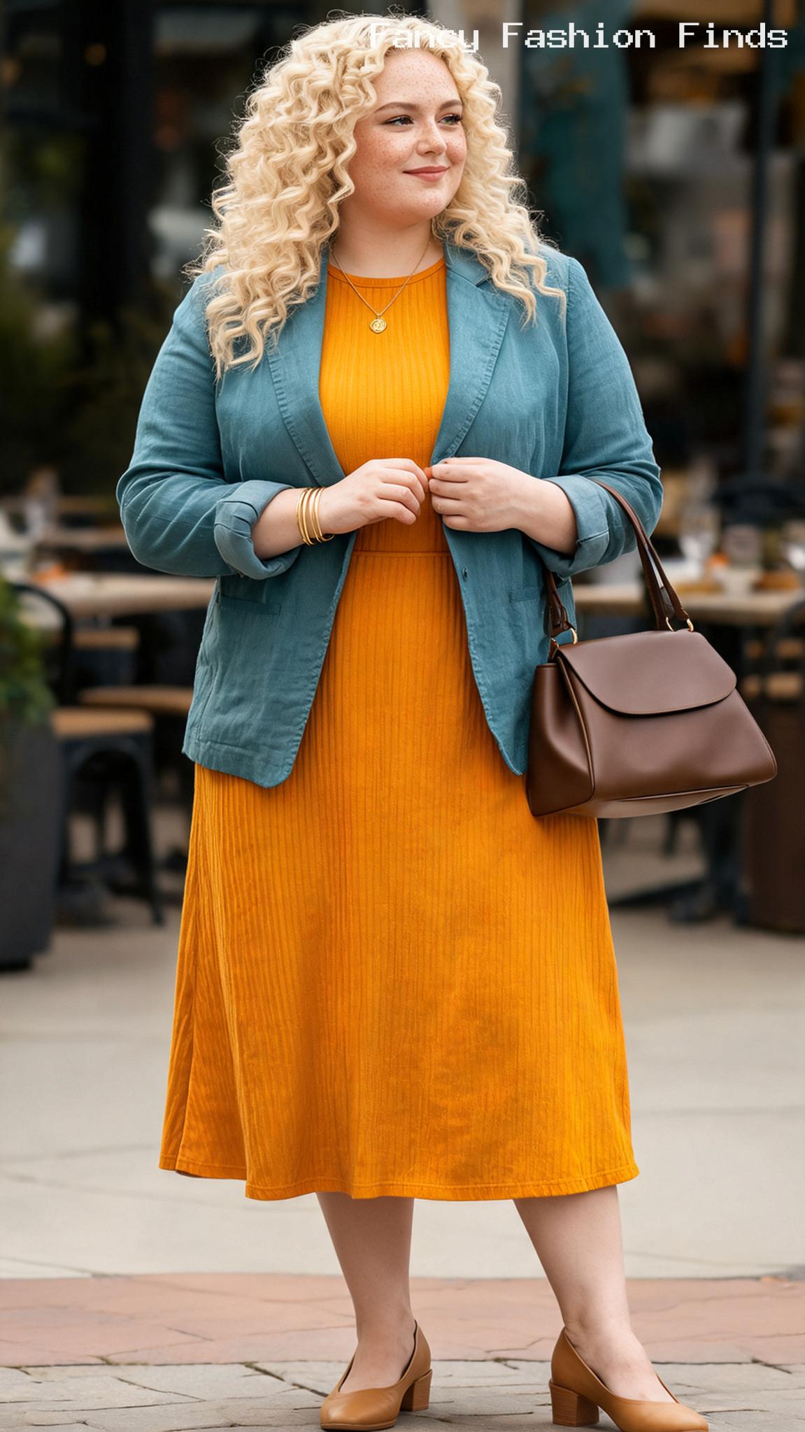 Marigold Knit Dress - 20 Seriously Cute Coffee Date Outfits for Plus Size Women
