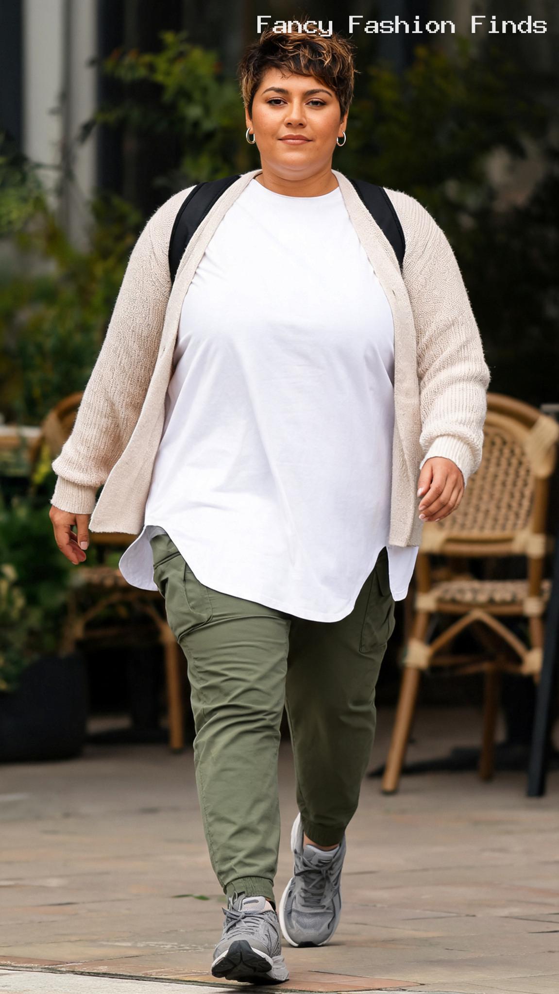 Poplin Tunic and Cargos - 20 Simple Plus Size Outfit Ideas for Stylish Busy Women