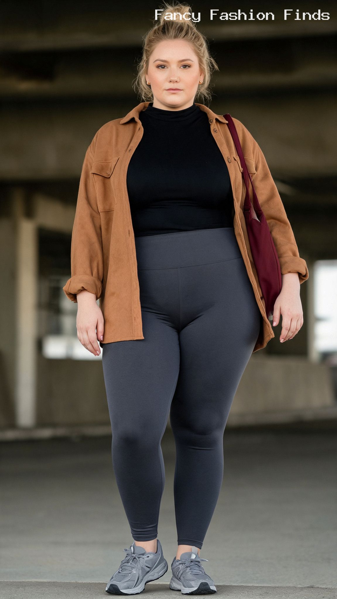 Leggings and Long Shacket - 20 Simple Plus Size Outfit Ideas for Stylish Busy Women