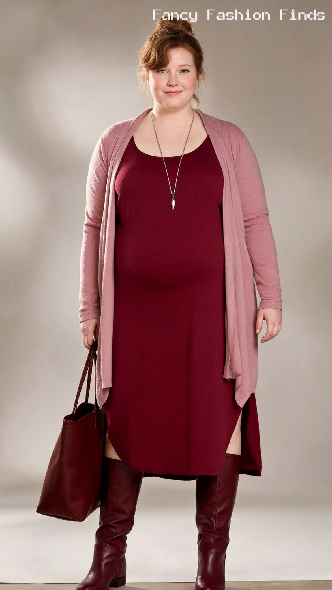 Burgundy Column Dress - 20 Simple Plus Size Outfit Ideas for Stylish Busy Women