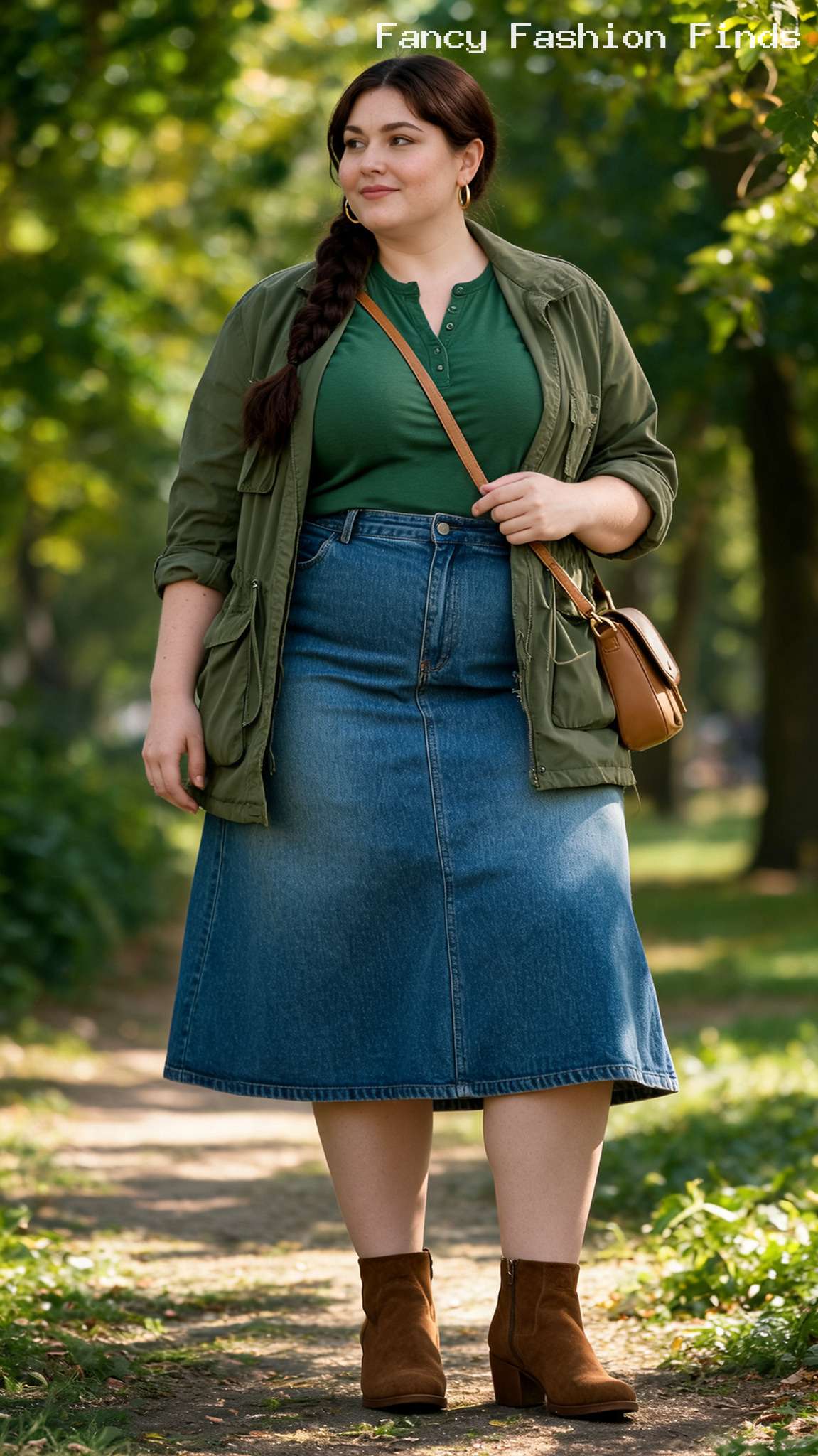 Denim Skirt and Henley - 20 Simple Plus Size Outfit Ideas for Stylish Busy Women