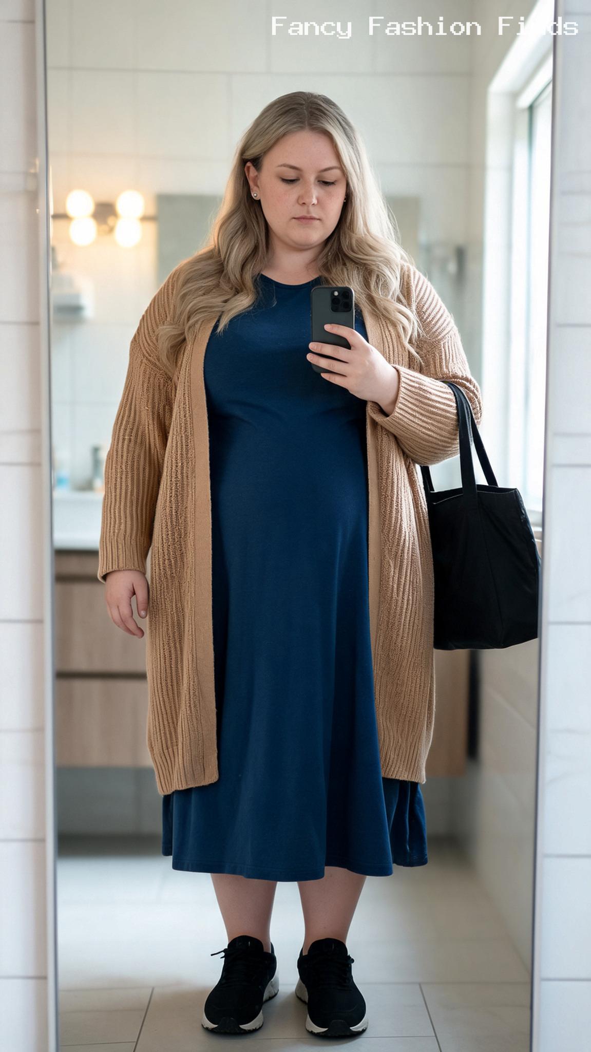 Knit Dress and Cardigan - 20 Stylish Plus Size Airport Outfits for Effortless Travel