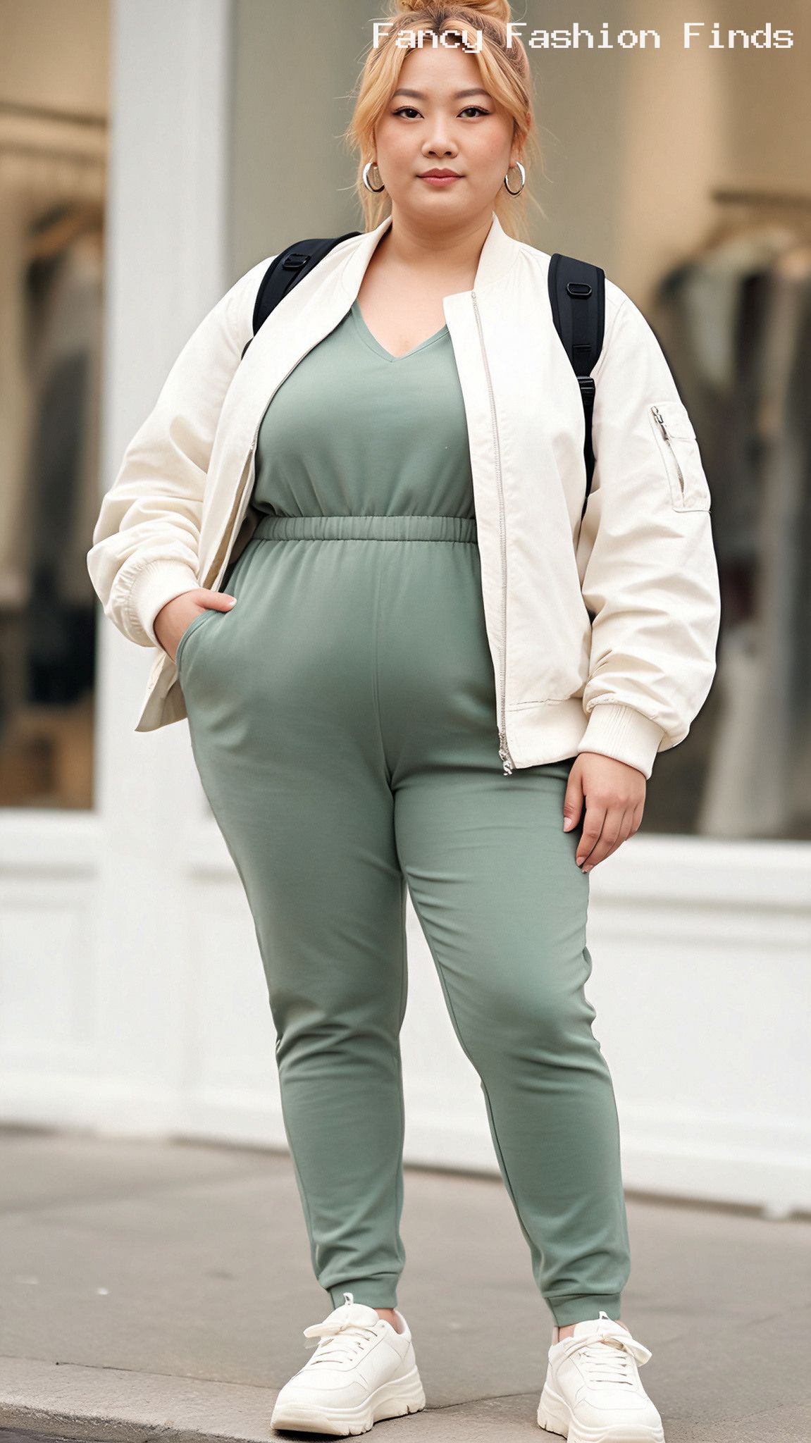 Utility Jumpsuit and Bomber - 20 Stylish Plus Size Airport Outfits for Effortless Travel