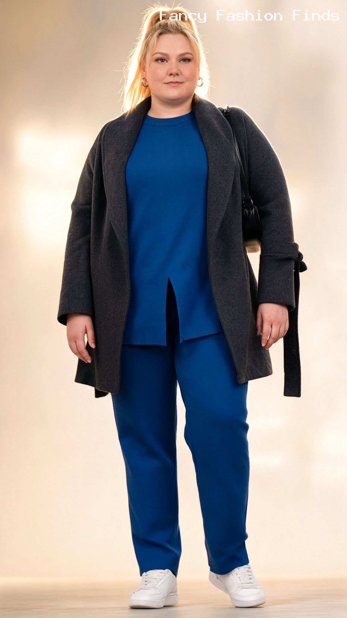 Cobalt Knit Travel Set - 20 Stylish Plus Size Airport Outfits for Effortless Travel