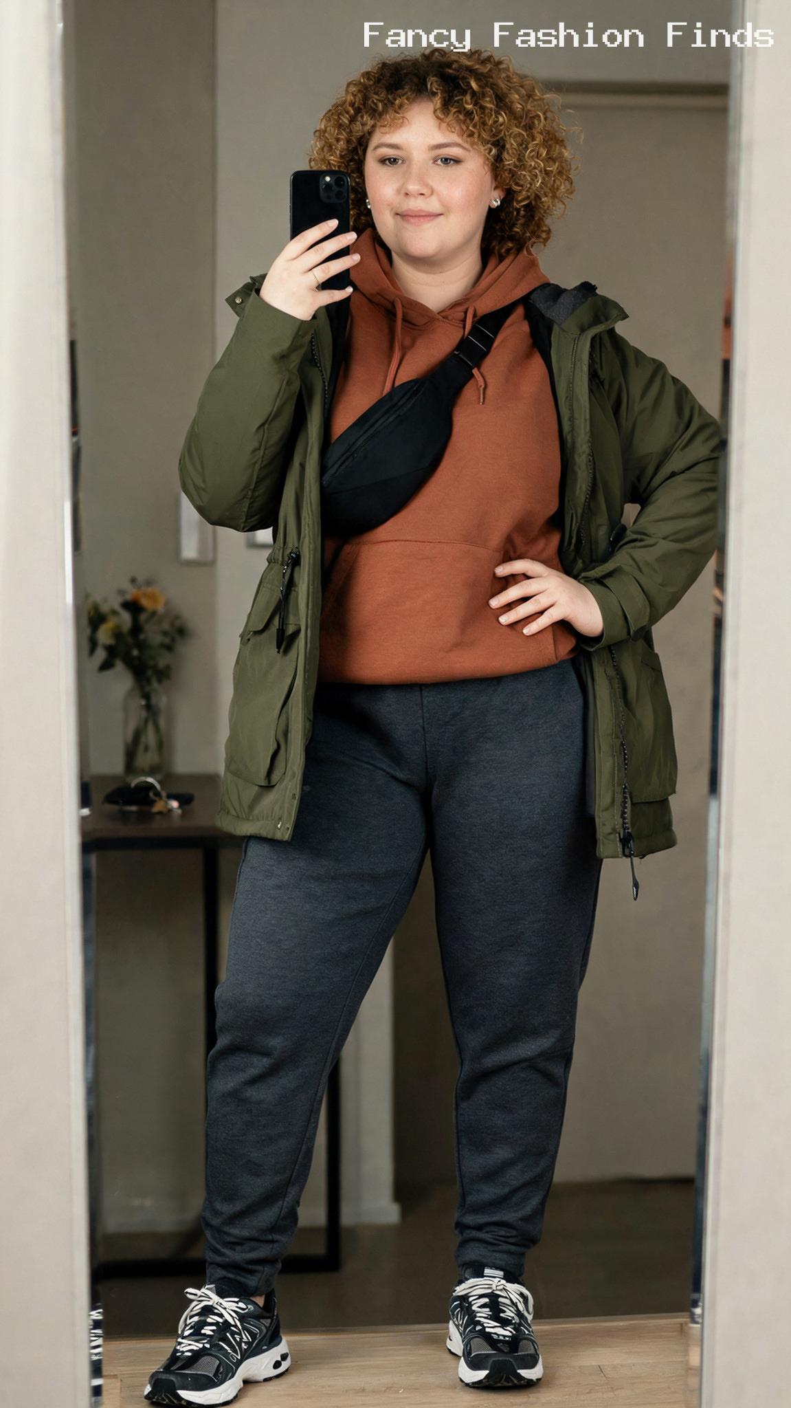 Hoodie and Tapered Joggers - 20 Stylish Plus Size Airport Outfits for Effortless Travel