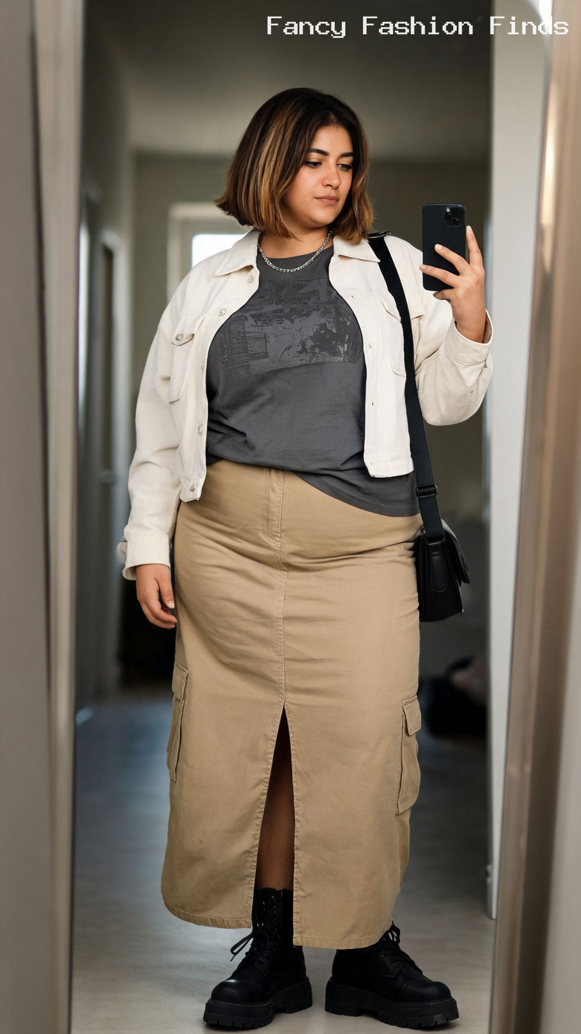 Cargo Skirt and Boots - 20 Stylish Plus Size Airport Outfits for Effortless Travel