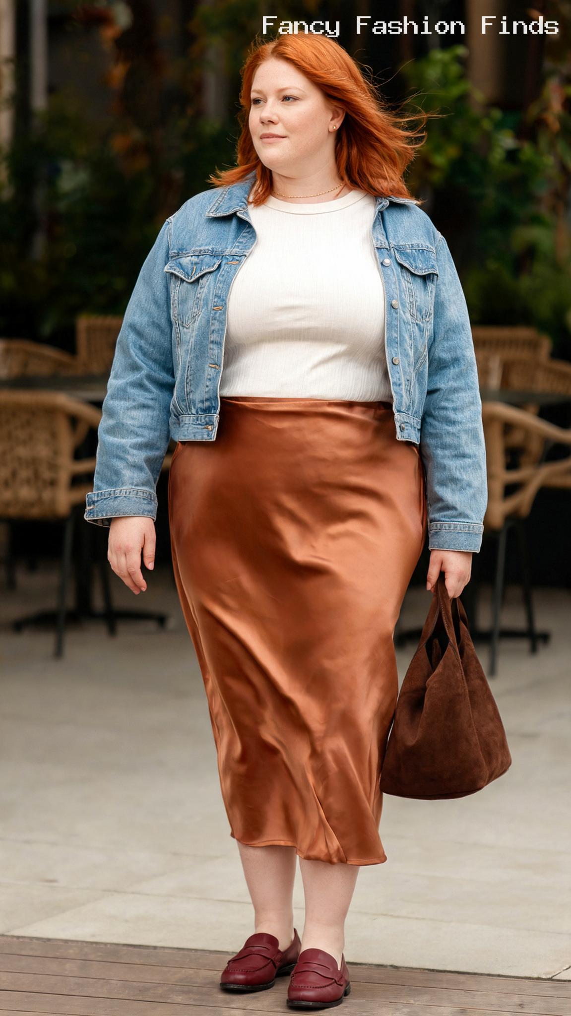 Satin Skirt and Loafers - 20 Trendy Weekend Outfit Ideas for Plus Size Women Right Now