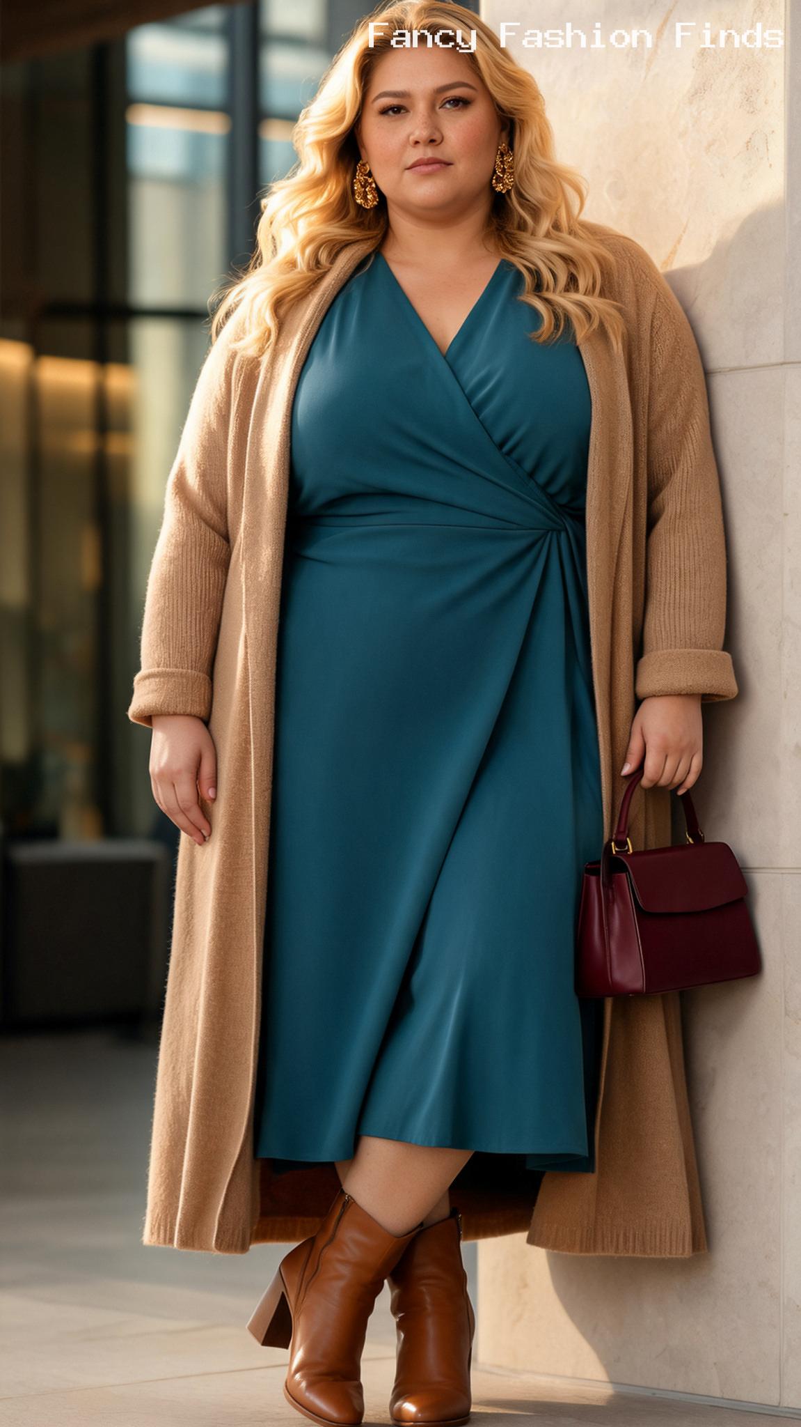 Teal Wrap Dress - 20 Trendy Weekend Outfit Ideas for Plus Size Women Right Now