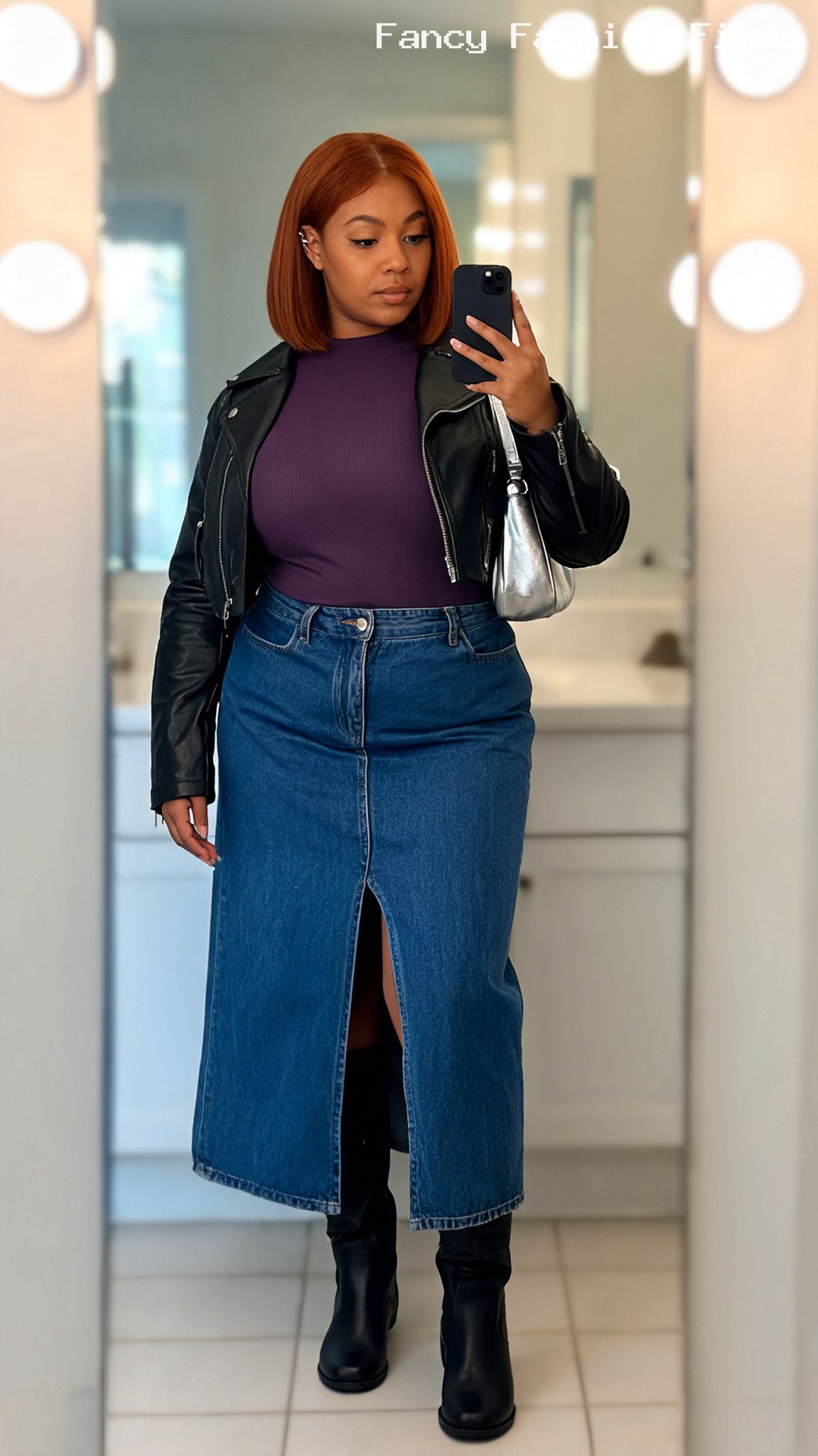 Denim Maxi and Moto - 20 Trendy Weekend Outfit Ideas for Plus Size Women Right Now