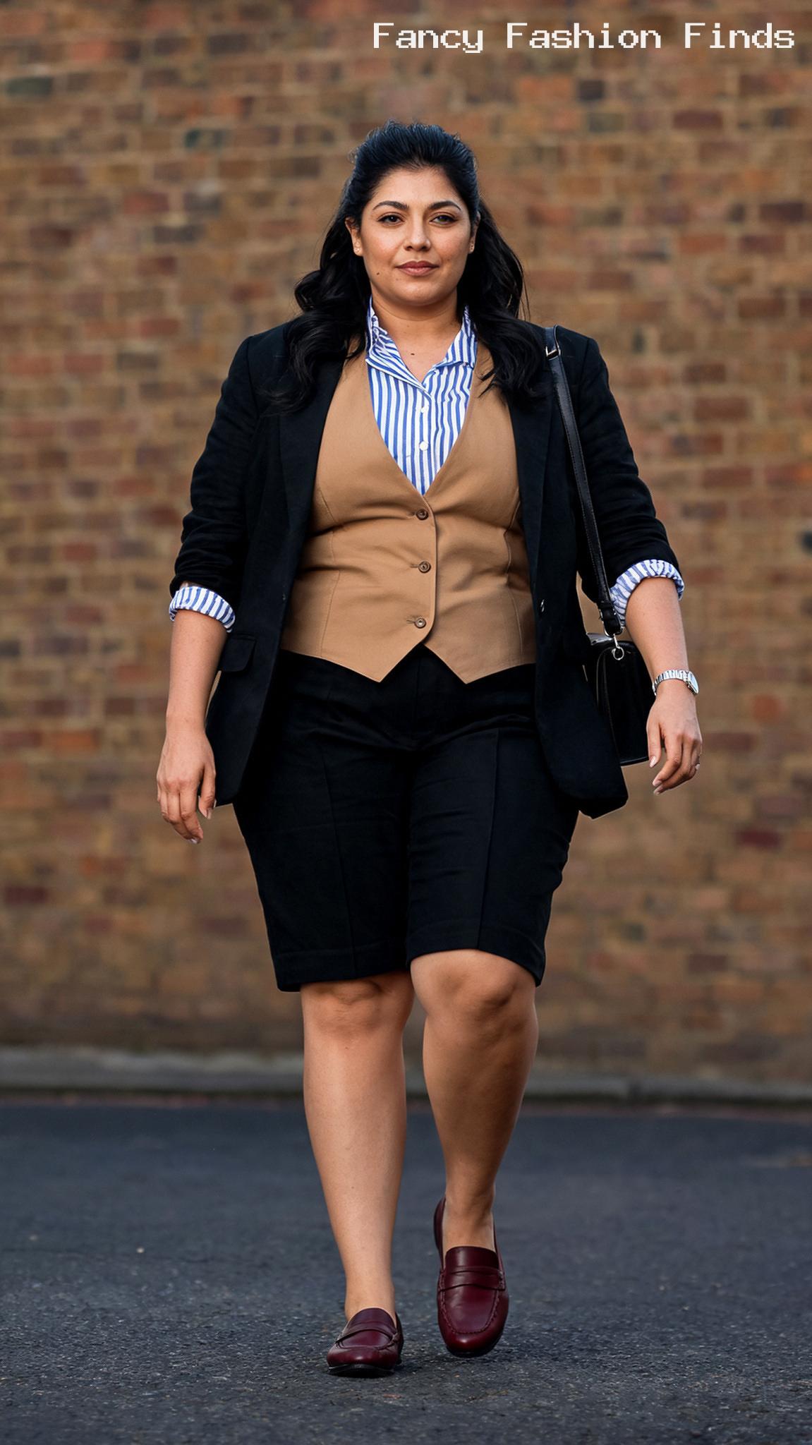 Bermudas and a Waistcoat - 20 Trendy Weekend Outfit Ideas for Plus Size Women Right Now