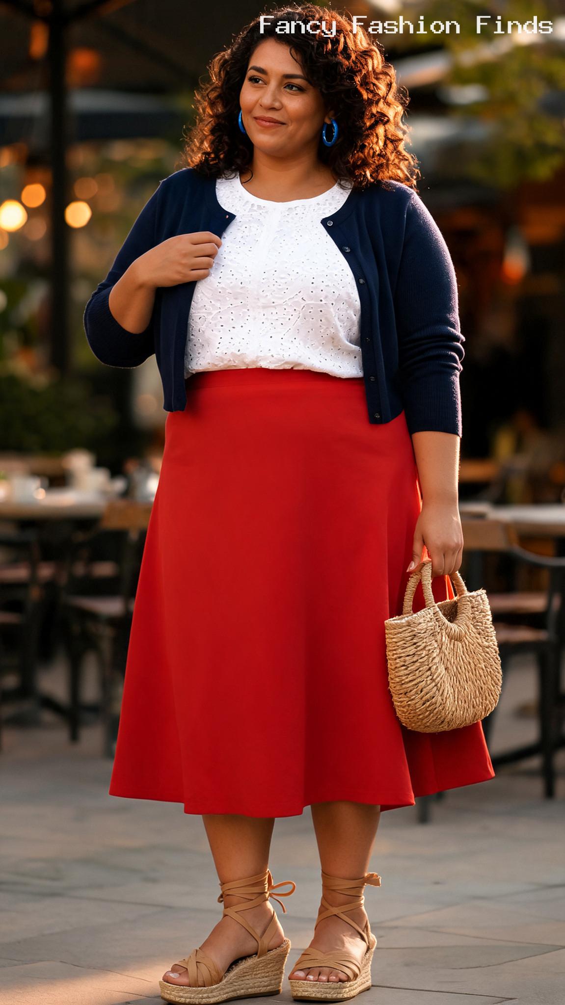 Eyelet Blouse and Midi - 20 Trendy Weekend Outfit Ideas for Plus Size Women Right Now