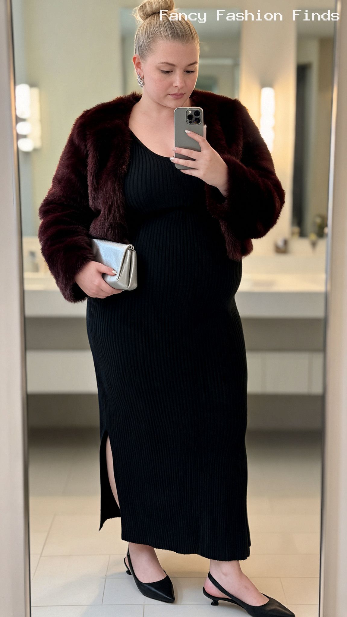 Ribbed Maxi and Faux Fur - 20 Trendy Weekend Outfit Ideas for Plus Size Women Right Now